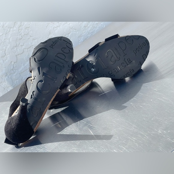 NEW ⭐️ Pedro Garcia Raw Black Suede and Leather Sole Heels Women’s Size 39 - Picture 4 of 6